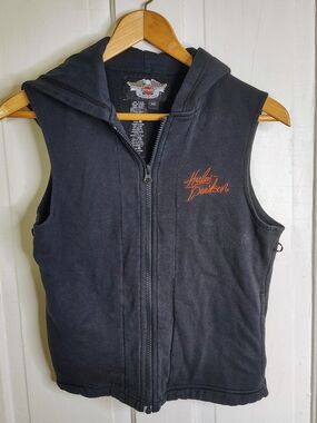 Harley-Davidson Women's Sleeveless Full-Zip Hoodie Vest - XS